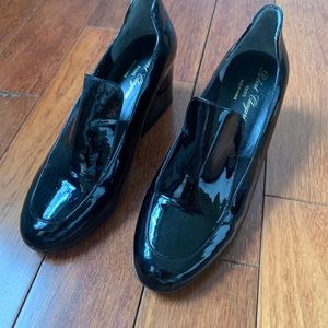 Robert Clergerie Black Patent Block Heel Loafer